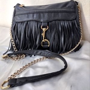 Women's black leather Yoki crossbody bag
